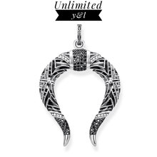Dragon Horn Pendants 925 Sterling Silver Thomas Style Black Cubic Zirconia Fashion Jewelry Necklace Accessories for Women Men 2024 - buy cheap