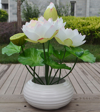Искусственный цветок лотоса, 48 см, 10 шт., имитация водяной лилии, 6 цветов, 7 стеблей для свадебной вечеринки, искусственные декоративные цветы для дома 2024 - купить недорого