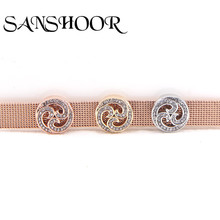 SANSHOOR Jewelry Sparkling Curls Slide Charms fit 10mm Stainless steel Mesh Bracelet Leather Wrap Bracelet accessories 2024 - buy cheap