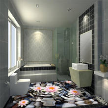 Beibehang Custom photo wallpaper water lotus pebble bathroom floor PVC self - adhesive mural wallpaper home decoration flooring 2024 - buy cheap