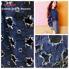 LASUI  2017 New product cotton denim embroidered fashion lace fabric Black lace mix denim Stylish derss  Fashion clothing X0276 2024 - buy cheap