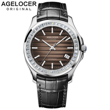 Agelocer-reloj mecánico automático de acero inoxidable para hombre, de lujo, informal, resistente al agua, de cuero genuino, 6303E1 2024 - compra barato