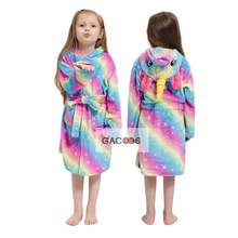 Albornoz de franela con dibujos animados para niños, ropa de baño con capucha de punto de invierno, túnicas de niña y unicornio 2024 - compra barato