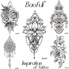 BAOFULI Women DIY Henna Flowers Temporary Tattoo Black Lotus Sleeve Fake Tatoos Body Art Jewelry Waterproof Arm Tattoo Stickers 2024 - buy cheap