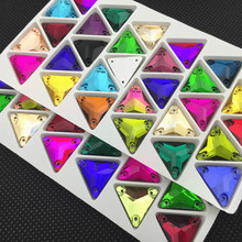 Diamantes de imitación triangulares de 12mm, 60 piezas, cristal de cristal para coser, costura plana para vestido, ropa, ropa DIY 2024 - compra barato