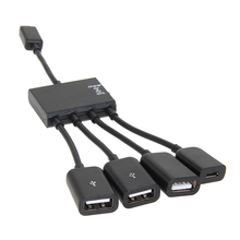 ALLOYSEED-Cable OTG HUB Universal para teléfonos móviles Android, 4 puertos, Micro USB, carga rápida, color negro 2024 - compra barato