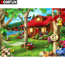 HOMFUN-pintura de diamante 5D DIY "paisaje", bordado de diamantes de imitación cuadrados o redondos, estilo punto de cruz 5D, decoración del hogar, A01697 2024 - compra barato