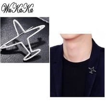 Wukaka Airplane Men Suit Brooch Pin for Man Jewelry Brooches Crystal Aircraft Men Pins 2020 2024 - buy cheap