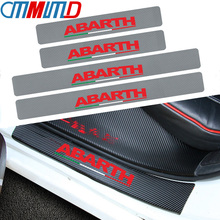 4 шт., Abarth, не царапается, наклейка, углеродное волокно, автомобильный порог, протектор, наклейки, итальянский флаг, наклейки для Fiat Punto Abarth 500 2024 - купить недорого