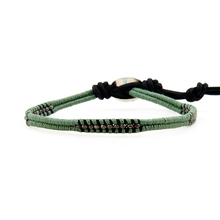 Lotus single-circle mann 925 sterling silver gun beads cotton green black bracelet Men 2024 - buy cheap