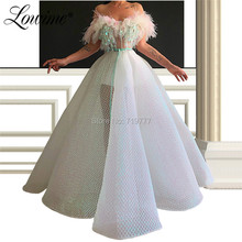 Feather Prom Dresses Illusion Sexy Party Gown 2019 Pageant Dress For Women Abendkleider Sequin Middle East Evening Dress 2024 - buy cheap