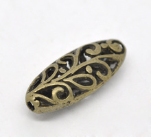 DoreenBeads-Cuentas separadoras de aleación de Zinc, flor ovalada de bronce antiguo, color hueco, alrededor de 23mm x 9mm, agujero: 1,2mm,2 piezas 2024 - compra barato