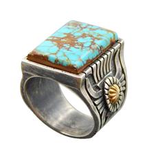 Nepal Retro Simulated Turquoise Inlaid Ring Tibetan Silver Women Open Rings Banquet Jewelry Gift 2024 - buy cheap