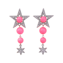Pink Beads Crystal Star Drop Earrings Sweet Fashion Ear Accessories Women Dangle Earrings Jewelry Wholesale 2024 - buy cheap