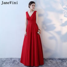 JaneVini Vestidos Mãe Simples dos Vestidos de Noiva de Cetim UMA Linha Plissado Profundo Decote Em V Sexy Backless Vestidos de Noite Formais para As Mulheres 2024 - compre barato