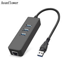 USB 3,0/2,0 Ethernet адаптер с 3 портами usb-хаб к RJ45 гигабитный Ethernet Lan сетевая карта для Windows USB Ethernet адаптер 2024 - купить недорого