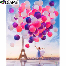DIAPAI 100% квадратная/круглая дрель 5D DIY Алмазная картина "Beauty balloon tower" Алмазная вышивка крестиком 3D декор A20148 2024 - купить недорого