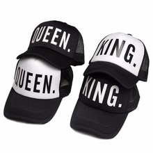 2019 new KING QUEEN Baseball Cap Print Men Women Polyester Mesh Summer Visor Snapback Caps White Black Couple Lover Hip Hop Hat 2024 - buy cheap