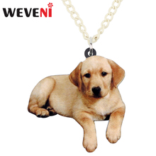 WEVENI Acrylic Labrador Dog Necklace Pendant Sweater Chain Cartoon Animal Jewelry For Women Girls Pet Lovers Gift Accessories 2024 - buy cheap