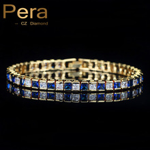 Pera-Cadena de circonia cúbica para mujer, joyería de Color dorado, blanco y azul, cuadrado, grande, B102 2024 - compra barato