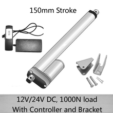Atuador linear de 24 volts do curso de 6 polegadas/150mm das vendas quentes, 1000n/100kgs load 12v atuador linear com controlador e suporte 2024 - compre barato