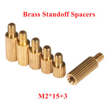 500pcs M2*15+3mm Brass standoff spacers Round brass pillar Thread M2 Male-female Spacing Screws 2024 - buy cheap