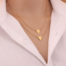 Новые модные аксессуары двойная треугольная форма кулон ожерелье для женщин элегантное ожерелье с подвеской 2024 - купить недорого