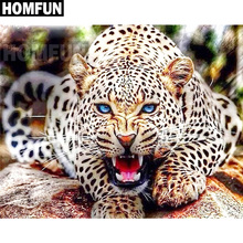 HOMFUN-pintura de diamante redondo/cuadrado completa, cuadro artesanal 5D, bordado 3D de leopardo, punto de cruz, regalo para decoración del hogar A00164 2024 - compra barato
