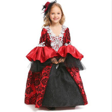Костюм вампира на Хэллоуин для девочек; Маскарадный костюм; Средневековый ретро-костюм; Карнавальные костюмы для детей; A820 2024 - купить недорого