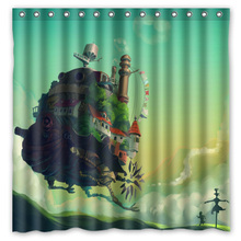 Cortina de chuveiro de poliéster uivos Moving Castle Design moderno impermeável cortinas de tecido para banheiro 180 x 180 cm frete grátis 2024 - compre barato