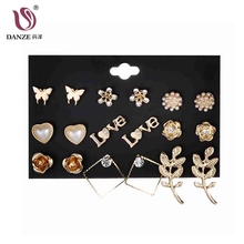 DANZE 9 Pairs/Lot Butterfly Flower Heart Square Geometric Stud Earrings Set Minimalist Ear Studs For Women Accessories Brincos 2024 - buy cheap