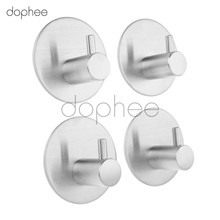 dophee 4pcs/set Stainless Steel 3M Self Adhesive Single Hooks Sticky Hanger For Bathroom Kitchen Towel Key Rack Hanging 2024 - buy cheap
