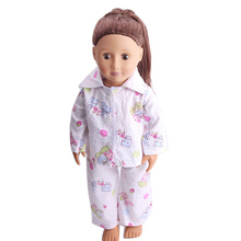 Roupas de boneca estampa americana coala branca pijama terno + calça acessórios de brinquedo serve 18 polegadas e menina de 43 cm bebê c25 2024 - compre barato