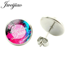 JWEIJIAO Rock Music Band Panic At The Disco Stud Earrings for Women Men Art Picture Glass Cabochon Earrings Hiphop Jewelry PD90 2024 - buy cheap