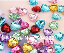 300pcs 3D Acrylic Heart Bling Rhinestones/Gems mix assorted colors 20mm facted point back Heart Acrylic Gem 2022 - buy cheap