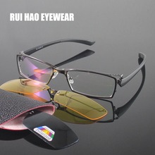 Óculos de sol unissex, armação de óculos com clip on, sem aro, lentes amarelas com visão noturna para homens e mulheres 2024 - compre barato