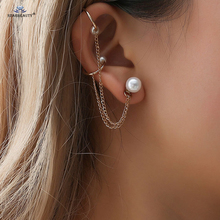 Starbeauty-pendientes de aro de borlas doradas para mujer, gancho de aleación de perla blanca, Piercing falso, Piercing de hélice, pendientes de pendiente 2024 - compra barato