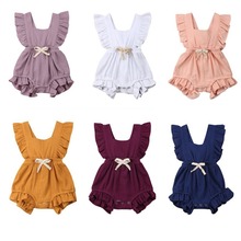 Cute Infant Children Clothes Baby Girl Ruffle Solid Cotton Romper Jumpsuit Outfits Sunsuit for Newborn Kid Clothing 2024 - buy cheap