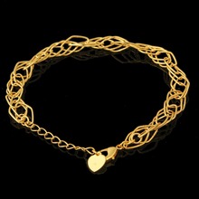 Hot sale 2018 fashion charm bracelet gold color Unique 21 CM 7MM heart Thick Chain & Link Bracelet 2024 - buy cheap