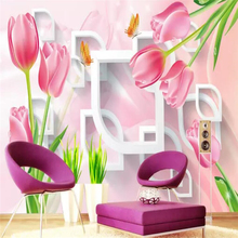 Papel de parede decorativo tulipas 3d plano de fundo de tv pintura de parede 2024 - compre barato