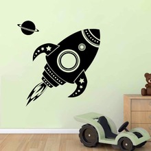 Rocketship Decal Adesivos de Parede Art Decor Vinil Removível Adesivo Decoração da Sala de estar Crianças Kid Sala Dos Meninos Decalque 2024 - compre barato