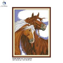 Two Horses Rely on Each Other Pattern DIY Handmade DMC 14ct  11ct Cross stitch kit and Precise Printed Embroidery Needlework 2024 - buy cheap