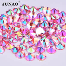 JUNAO 4 5 6 10 mm Pink AB Nail Art Rhinestone Applique Round Crystal Stone Flat Back Acrylic Gems Non Sewing Strass DIY Crafts 2024 - buy cheap