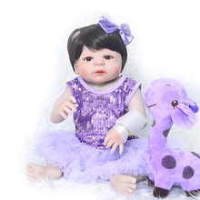 55cm Full Body Silicone Reborn lifelike super bebe Newborn 22inch adorable menina  infant Birthday Gift Present Child Bathe toy 2024 - buy cheap