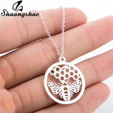 Shuangshuo Honeycomb Bee Necklace Circle Hive Bee Necklaces Animal Jewelry Bee Honeycomb Pendant Collar Necklace & Pendants 2024 - buy cheap