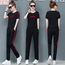 Two Piece Set 2020 New Summer Fashion Women's Sets Suit Female Trouser with Stripes Plus Size Big Black Outfit Tracksuit Clothes 2024 - buy cheap