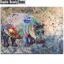 Bordado 5d colorido para pintura de diamantes hippo completo estilo mosaico de diamantes para decoração de casa com bordado de pedras faça você mesmo 2024 - compre barato