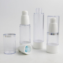 10 x 15ml 30ml 50ml Travel Clear Plastic Airless White Pump Bottle with Silver-Edged Lid Refillable Lotion Packaging Container 2024 - buy cheap