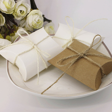 Almohada de Papel Kraft para regalo de boda, caja de dulces para baby shower, bolsa de regalo de boda, regalos para fiesta de cumpleaños, niños, 100 Uds. 2024 - compra barato