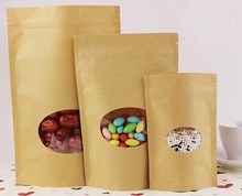 Bolsas de papel kraft con ventana para regalos, dulces, dulces, té, joyería, embalaje al por menor, 13x18 + 4, 30 Uds. 2024 - compra barato
